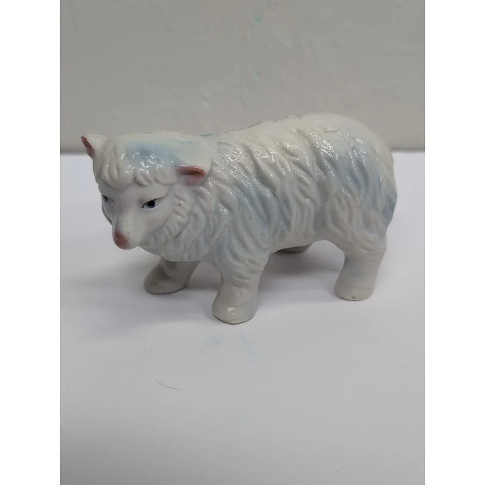 Vintage Homco Ceramic White Sheep Figurine, model #5552 Nativity Scene